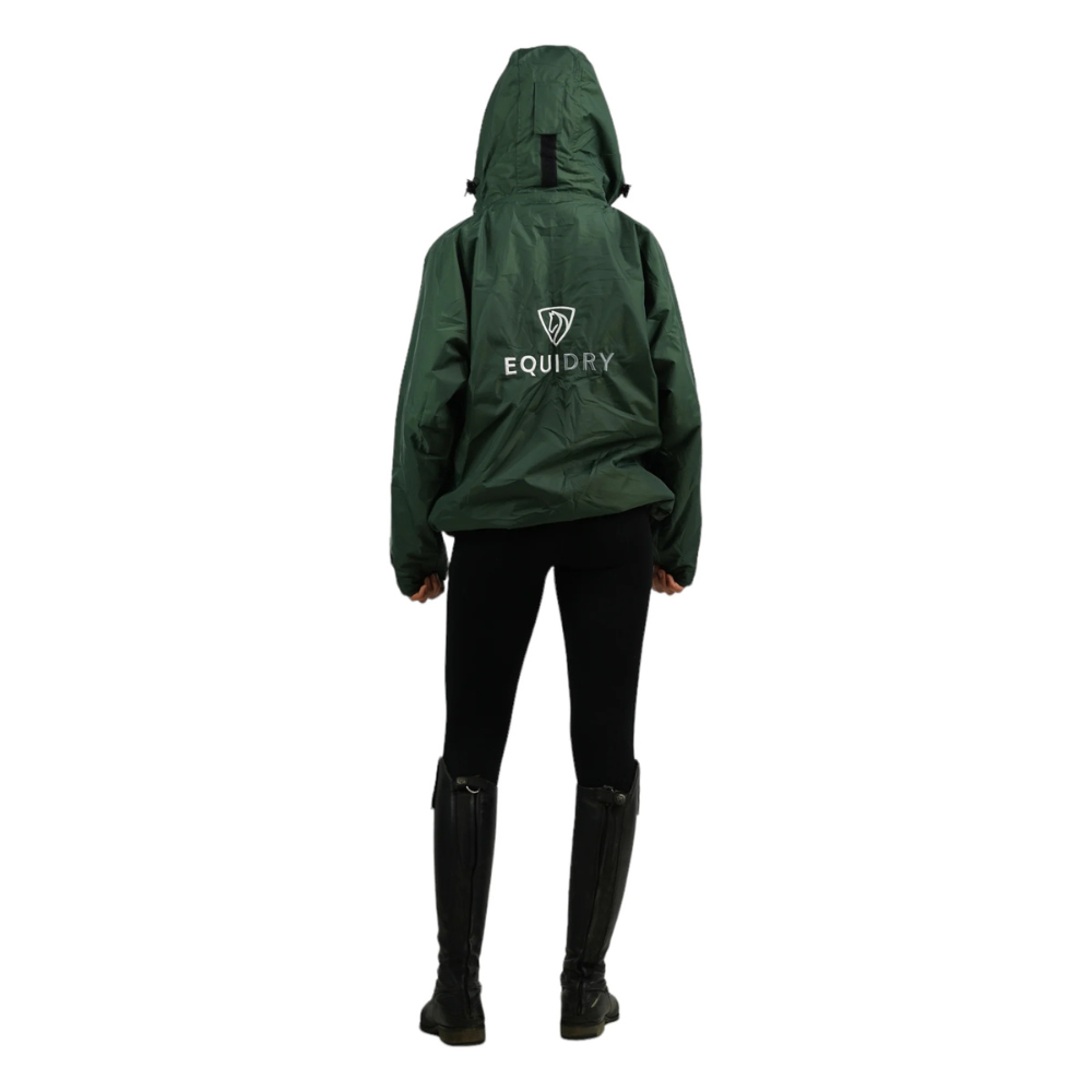 EQUIDRY Women's Thin Fleece Shortie #colour_black-forest-green