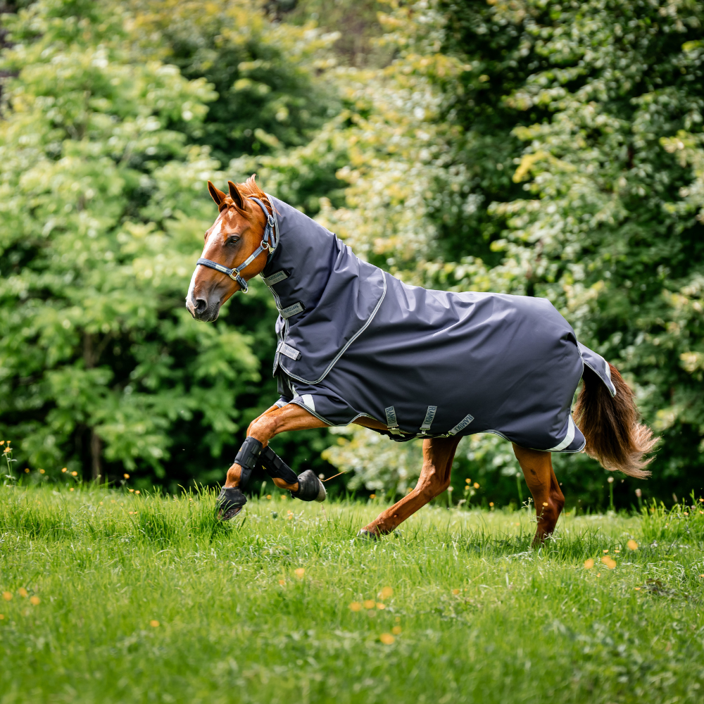 Horseware Ireland Rambo Duo Ripstop 100g Plus Turnout Bundle (100g + 200g) #colour_navy-thunderstorm-grey-silver