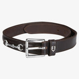 Equestro Leather Belt With Snaffle Bits #colour_brown-silver