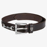 Equestro Leather Belt With Snaffle Bits #colour_brown-silver