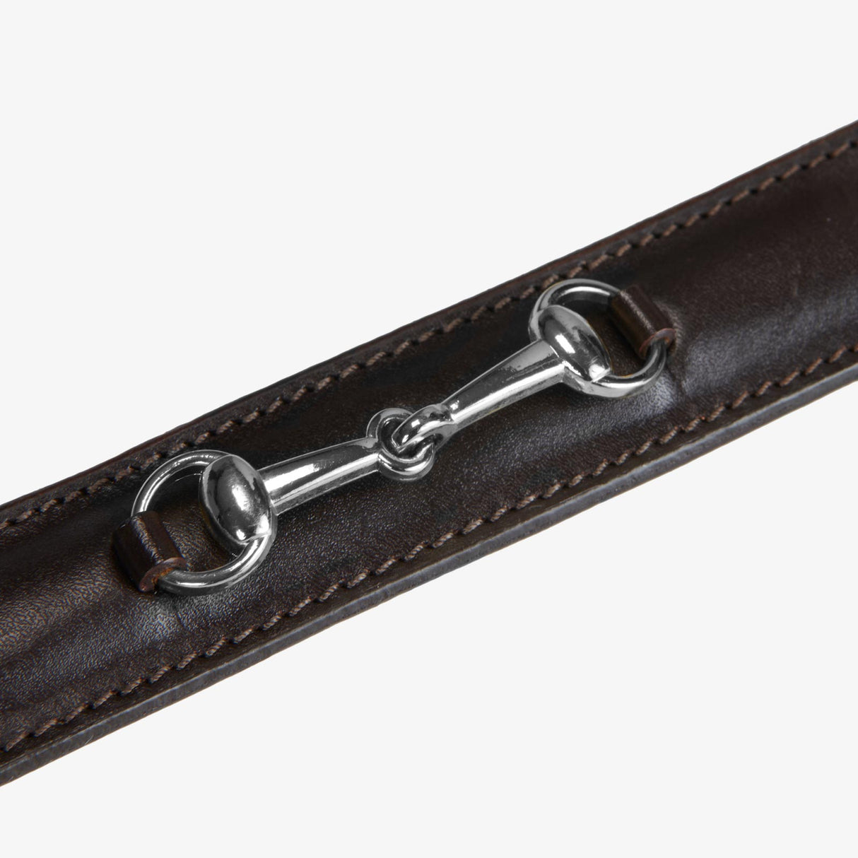 Equestro Leather Belt With Snaffle Bits #colour_brown-silver