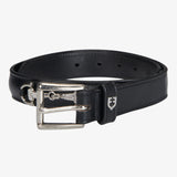 Equestro Leather Belt With Snaffle Bits And Rhinestones #colour_black-silver