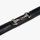 Equestro Leather Belt With Snaffle Bits And Rhinestones #colour_black-silver