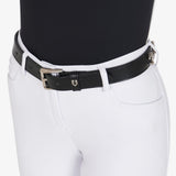 Equestro Leather Belt With Snaffle Bits And Rhinestones #colour_black-silver