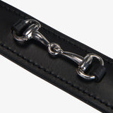 Equestro Leather Belt With Snaffle Bits #colour_black-silver