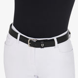 Equestro Leather Belt With Snaffle Bits #colour_black-silver