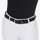 Equestro Leather Belt With Snaffle Bits #colour_black-silver