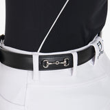 Equestro Leather Belt With Snaffle Bits #colour_black-silver