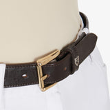Equestro Leather Belt With Snaffle Bits #colour_brown-gold
