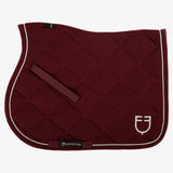 Equestro Pony Jumping Saddle Pad In Cotton With Logo #colour_burgundy