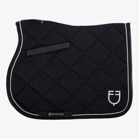 Equestro Pony Jumping Saddle Pad In Cotton With Logo #colour_blue