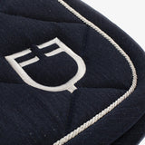 Equestro Pony Jumping Saddle Pad In Cotton With Logo #colour_blue