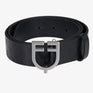 Equestro Leather Logo Belt With Logoed Buckle #colour_black-silver