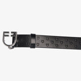 Equestro Leather Logo Belt With Logoed Buckle #colour_black-silver
