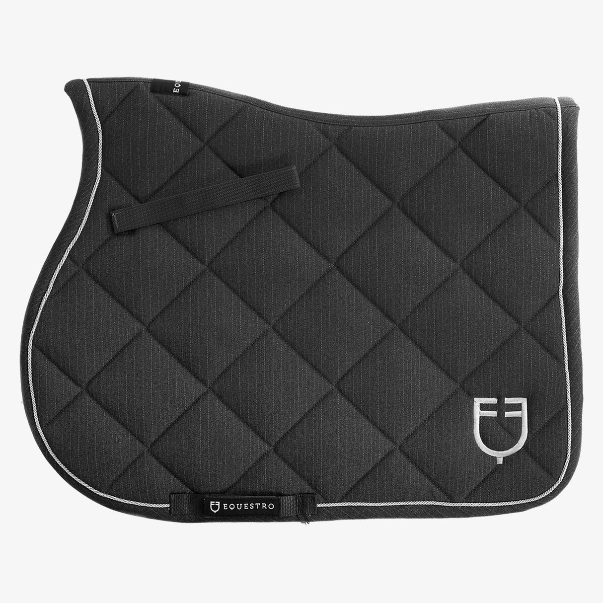 Equestro Pony Jumping Saddle Pad In Cotton With Logo #colour_grey
