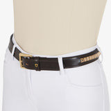 Equestro Leather Belt With Silver Clincher #colour_brown-gold