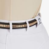 Equestro Leather Belt With Silver Clincher #colour_brown-gold