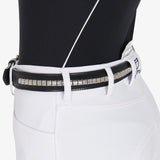 Equestro Leather Belt With Silver Clincher #colour_black-silver