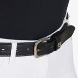 Equestro Leather Belt With Silver Clincher #colour_black-silver
