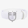 Equestro Leather Elastic Belt With Logoed Buckle #colour_white-silver