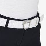Equestro Leather Elastic Belt With Logoed Buckle #colour_white-silver