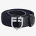 Equestro Leather Elastic Belt With Logoed Buckle #colour_blue-silver