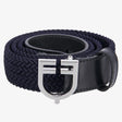 Equestro Leather Elastic Belt With Logoed Buckle #colour_blue-silver