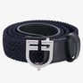 Equestro Leather Elastic Belt With Logoed Buckle #colour_blue-silver