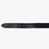 Equestro Leather Elastic Belt With Logoed Buckle #colour_blue-silver