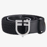 Equestro Leather Elastic Belt With Logoed Buckle #colour_black-silver