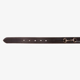 Equestro Leather Belt With Snaffle Bits And Rhinestones #colour_brown-gold
