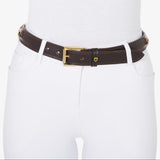 Equestro Leather Belt With Snaffle Bits And Rhinestones #colour_brown-gold