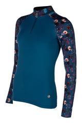 HKM Ladies Functional Shirt -Essentials Flower #colour_petrol