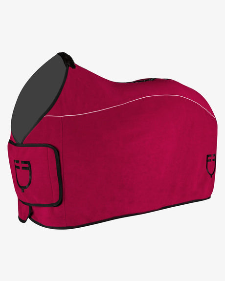 Equestro Fleece Rug With Flap Front Closure #colour_burgundy