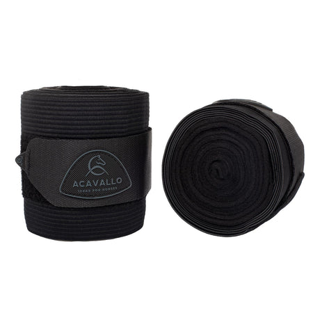 Acavallo Elasticated Exercise Bandages Fleece #colour_black