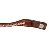 Acavallo Browband Calfskin & Round Crystals #colour_cognac-pink