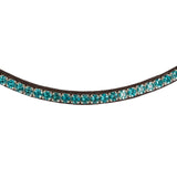 Acavallo Browband Calfskin & Round Crystals #colour_brown-blue