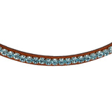 Acavallo Browband Calfskin & Round Crystals #colour_cognac-blue