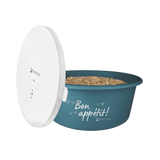 Waldhausen Feeding Bowl "Bon Appétit!" With Lid #colour_petrol-blue