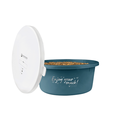 Waldhausen Small Feeding Bowl "Enjoy Your Snack" With Lid #colour_petrol-blue