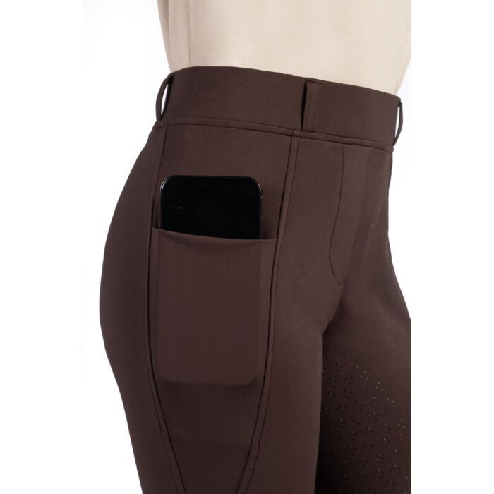 HKM Children's Silicone Full Seat Riding Leggings -Mia- #colour_dark-brown