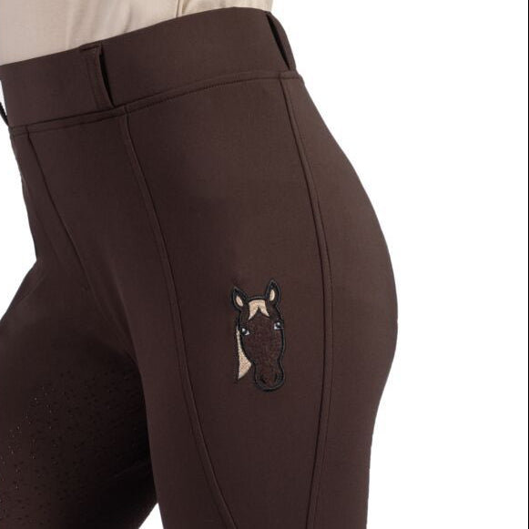 HKM Children's Silicone Full Seat Riding Leggings -Mia- #colour_dark-brown