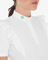 Equestro Women's Slim Fit Competition Polo Shirt With Ruffles
