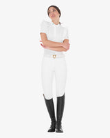 Equestro Women's Slim Fit Competition Polo Shirt With Ruffles