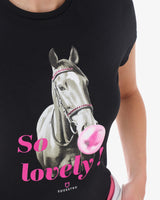 Equestro Women's T-Shirt with So Lovely Print #colour_black