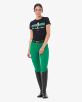 Equestro Women's Stripe Horse Club Cotton T-Shirt #colour_black