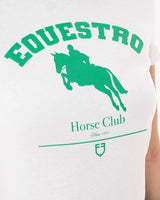 Equestro Women's Cotton Jumping Horse Club T-Shirt #colour_white