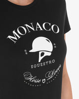 Equestro Women's Monaco Cotton T-Shirt With Rhinestones #colour_black