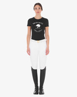 Equestro Women's Monaco Cotton T-Shirt With Rhinestones #colour_black