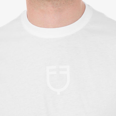 Equestro Men's Basic T-Shirt With Tone-On-Tone Logo #colour_white